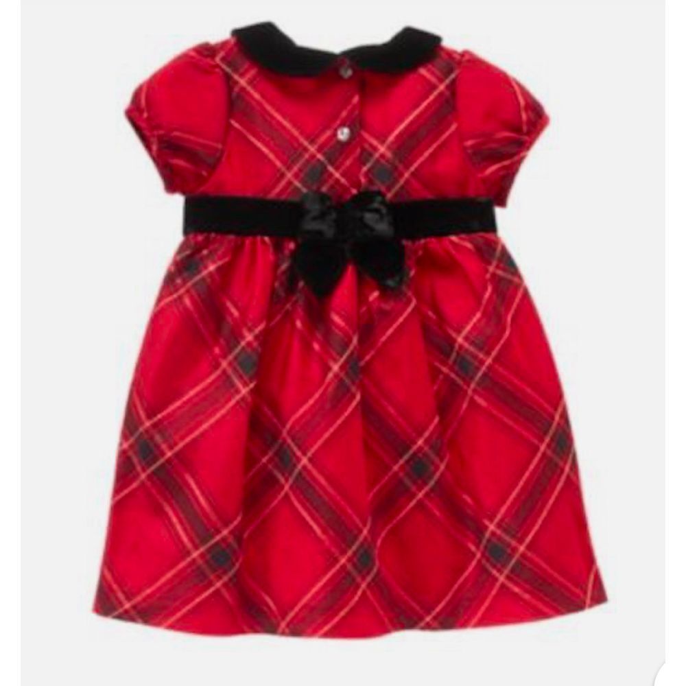 NWT Gymboree Royal Red Plaid 3-6 Month Holiday Christmas Dress with diaper cover